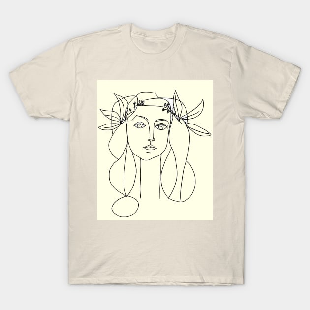 Young Girl Head Sketch Print T-Shirt by posterbobs